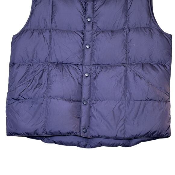 Lands’ End Down Vest Navy Blue Goose Down Feather Fill Men’s L 42-44 Pockets - Picture 12 of 16